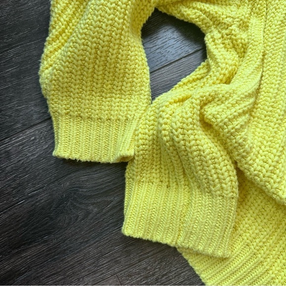 Free People Swim Too Deep Turtleneck sweater oversized small yellow pullover - Picture 3 of 7